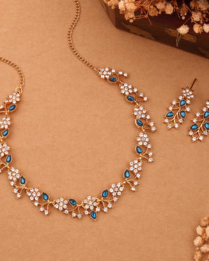 Midnight Blue and Gold Necklace and Earrings
