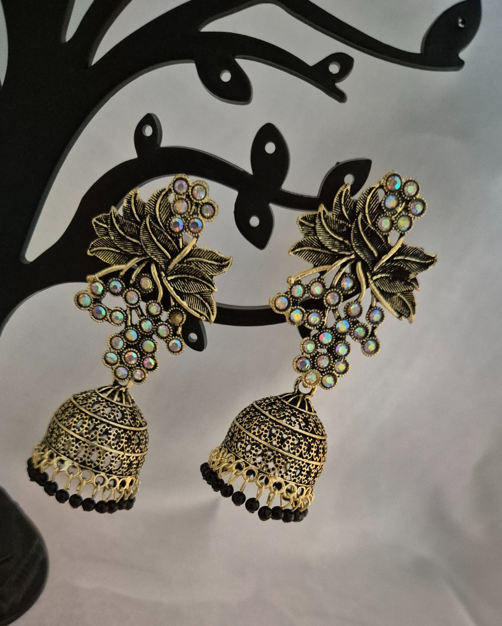 Desi Drizzle Oxidised Golden Earrings