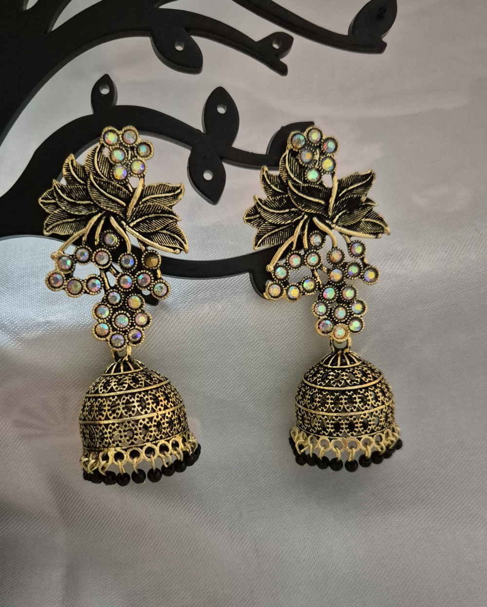 Desi Drizzle Oxidised Golden Earrings