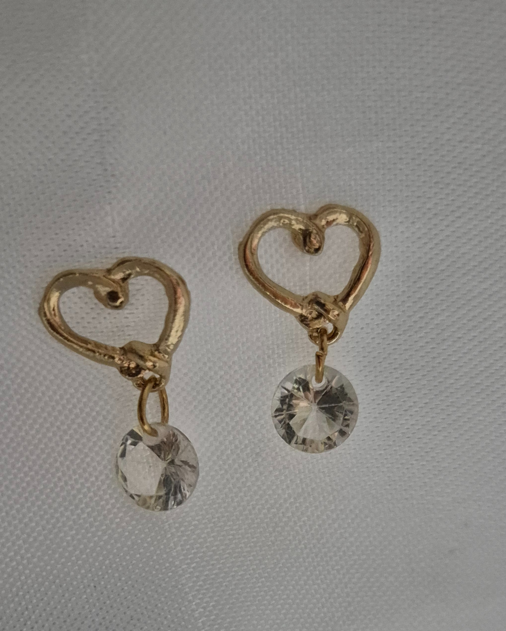 Heart shaped Earrings with Dangling Crystal