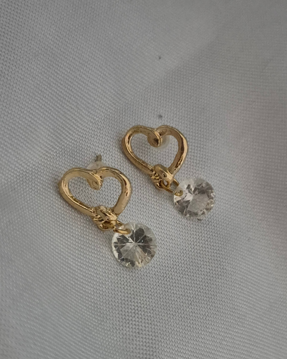 Heart shaped Earrings with Dangling Crystal