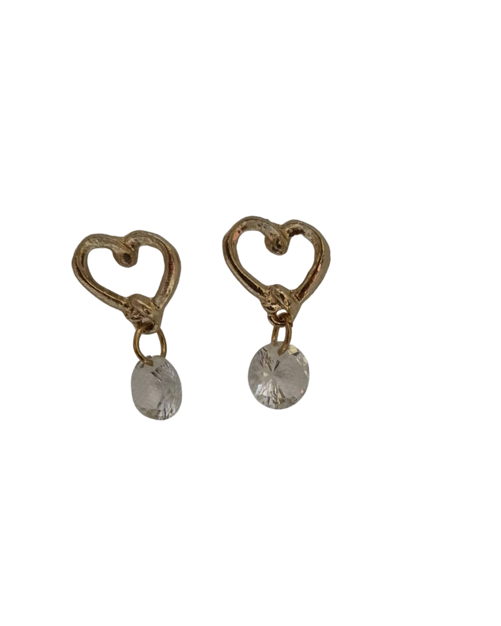 Heart shaped Earrings with Dangling Crystal