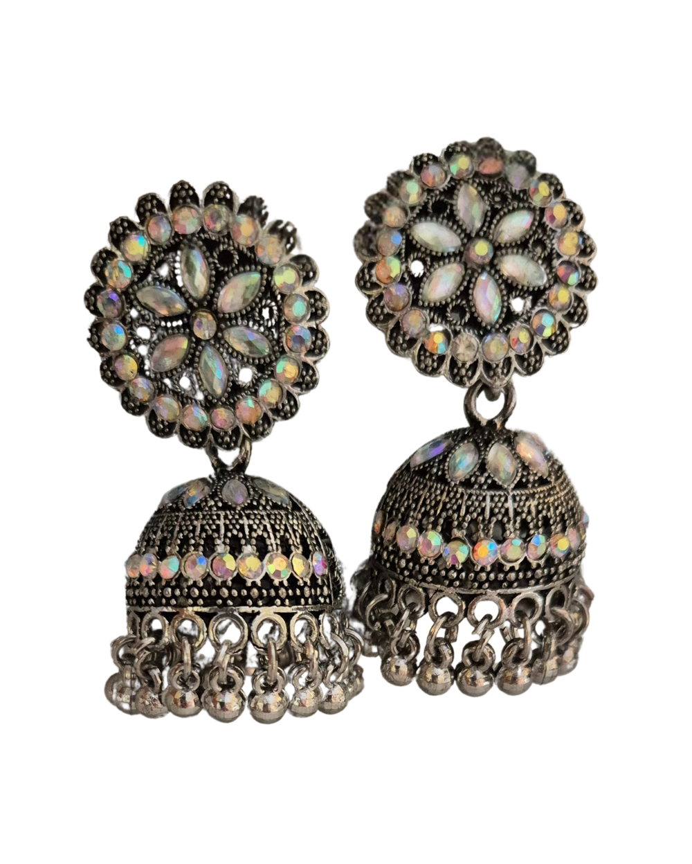 Bell Shaped Oxidised Jhumka Earrings