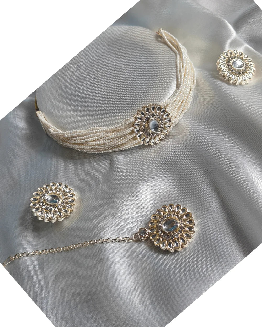 An Indian Ethnic White choker Set