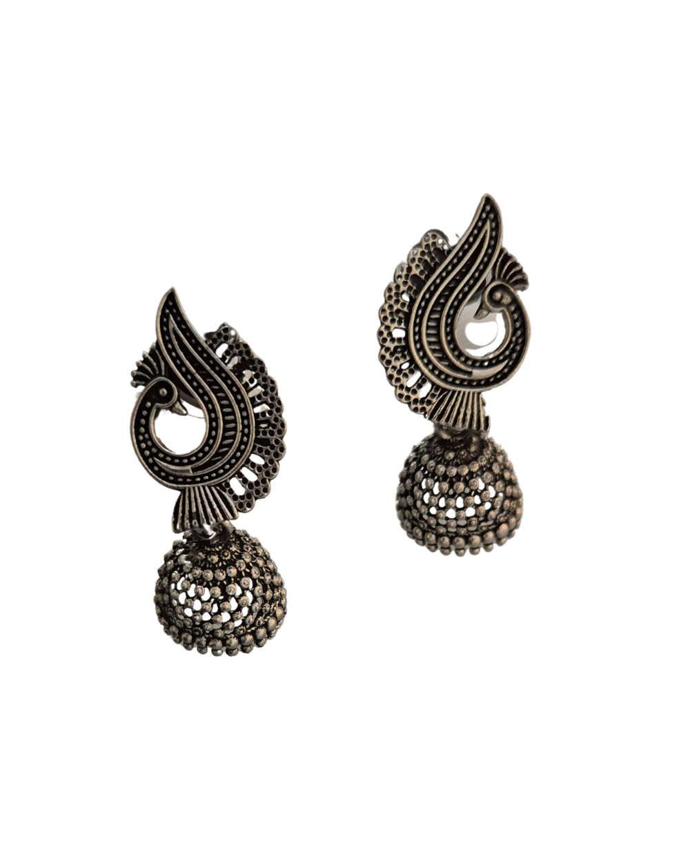 Peacock Shaped Oxidised Earrings