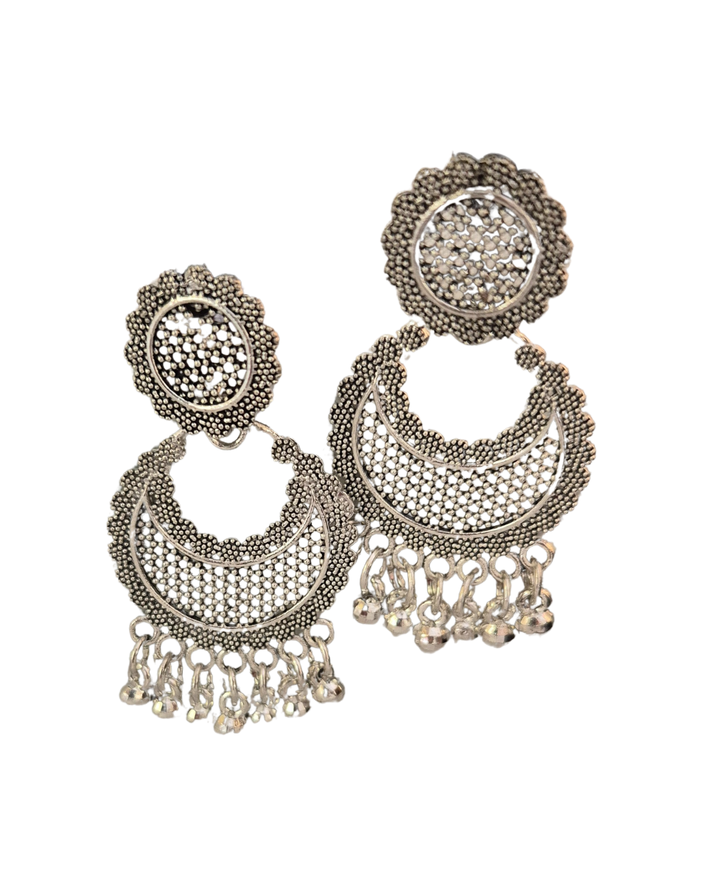 Silver Oxidised Chand Baliyan