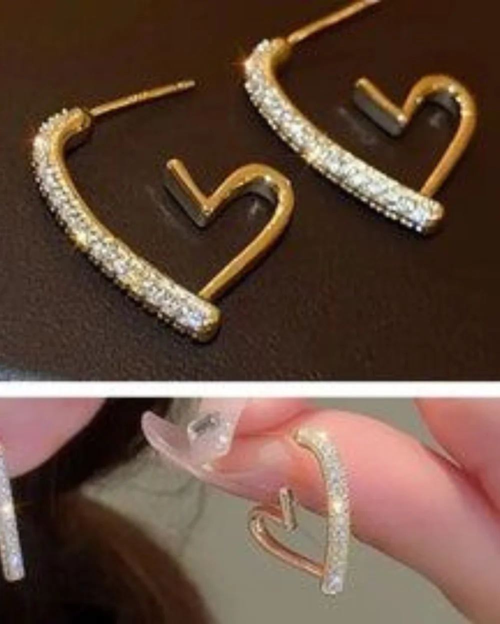 Golden heart-shaped hoop earrings