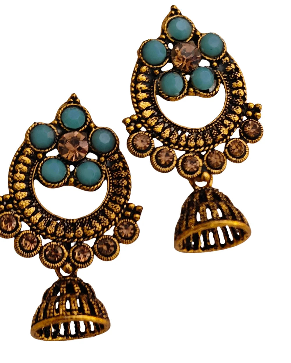 Ornate Gold-toned Jhumka Earrings