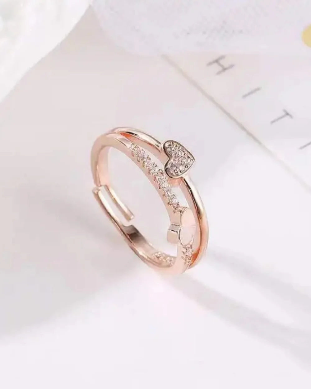 Sparkling Heart Rosegold Ring
