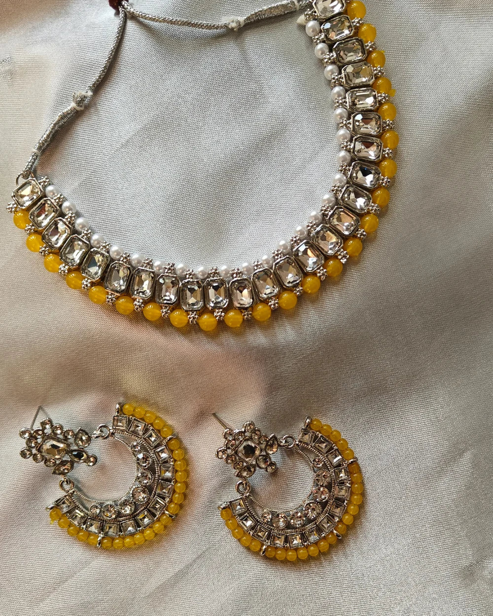 Silver crescent-shaped jewelry set