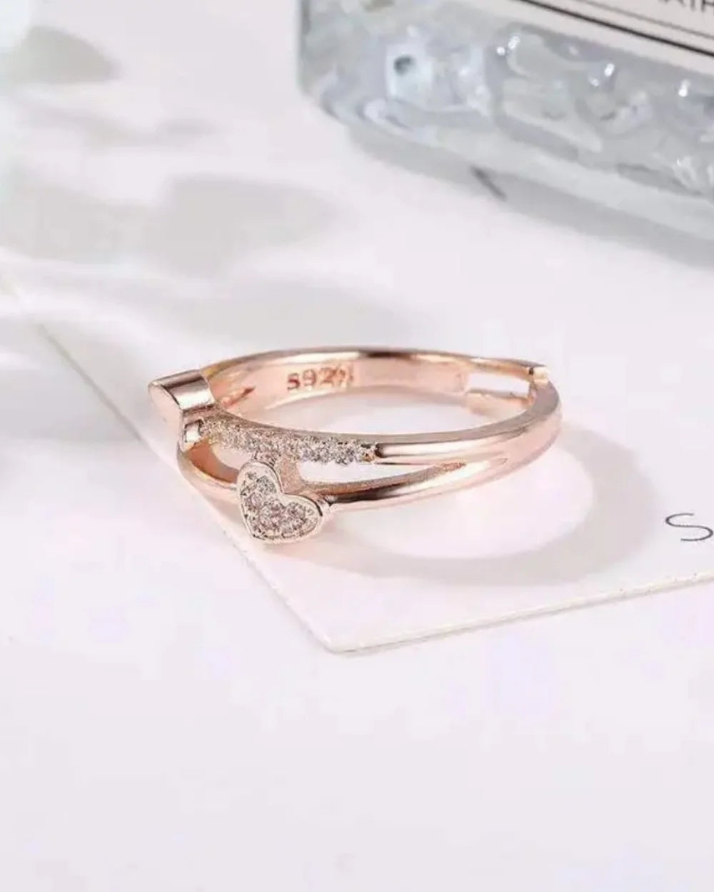 Sparkling Heart Rosegold Ring