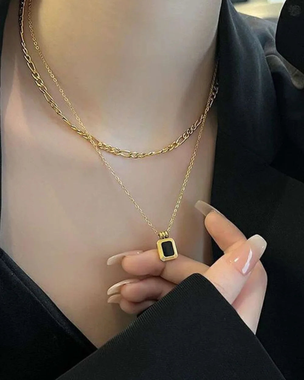 GoldMist Double Chain Pendant