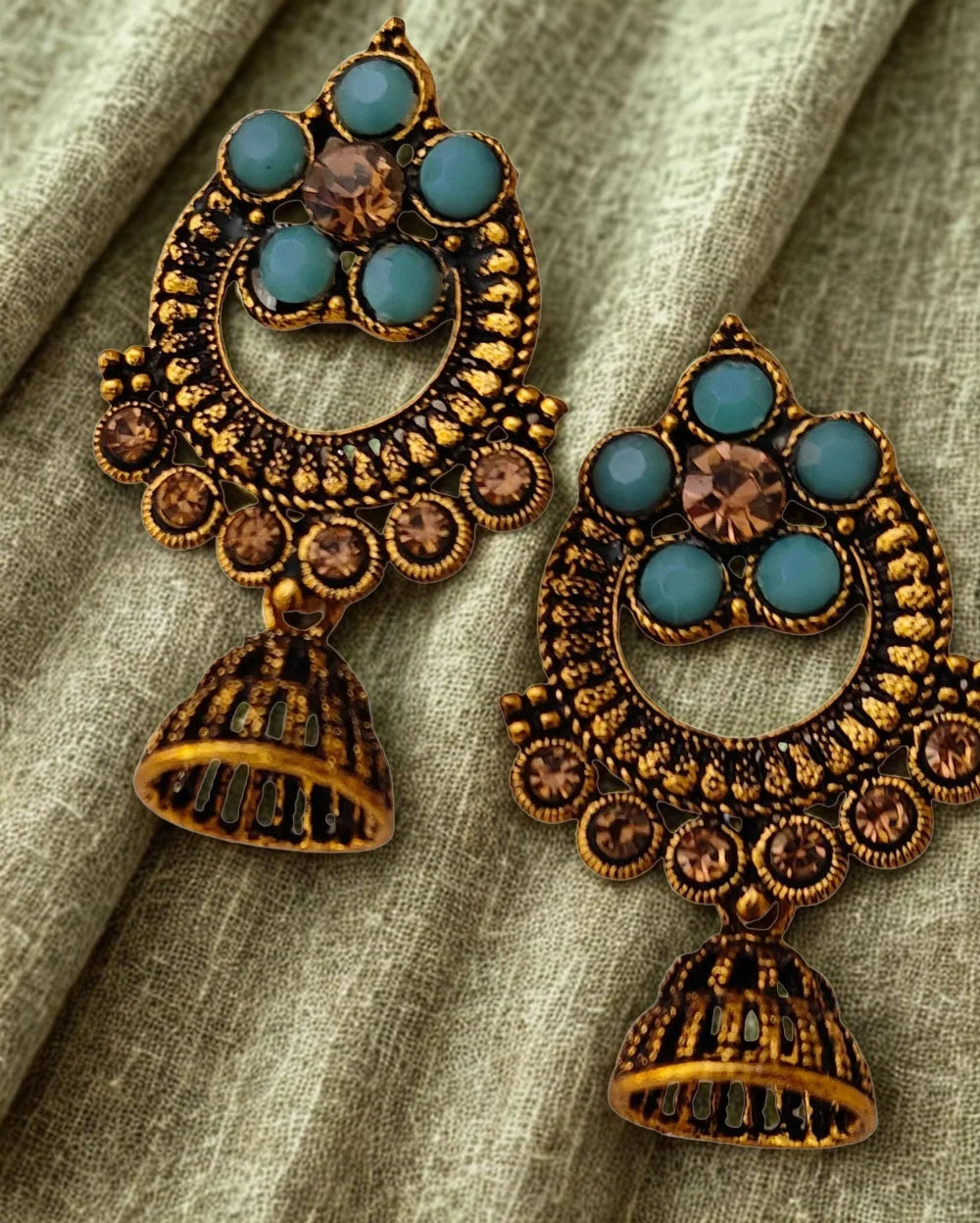 Ornate Gold-toned Jhumka Earrings