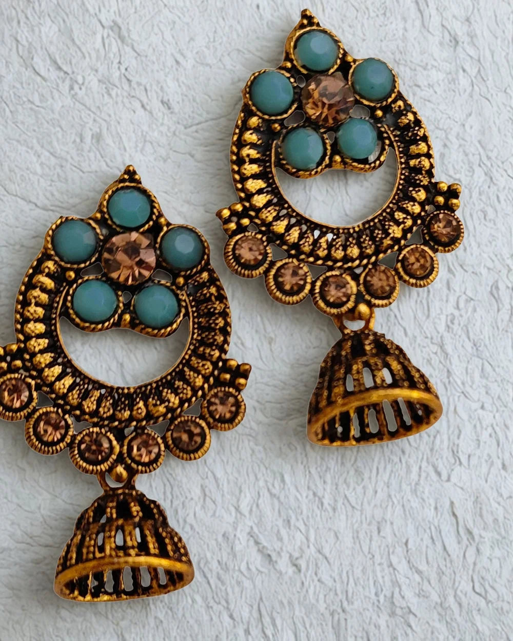Ornate Gold-toned Jhumka Earrings