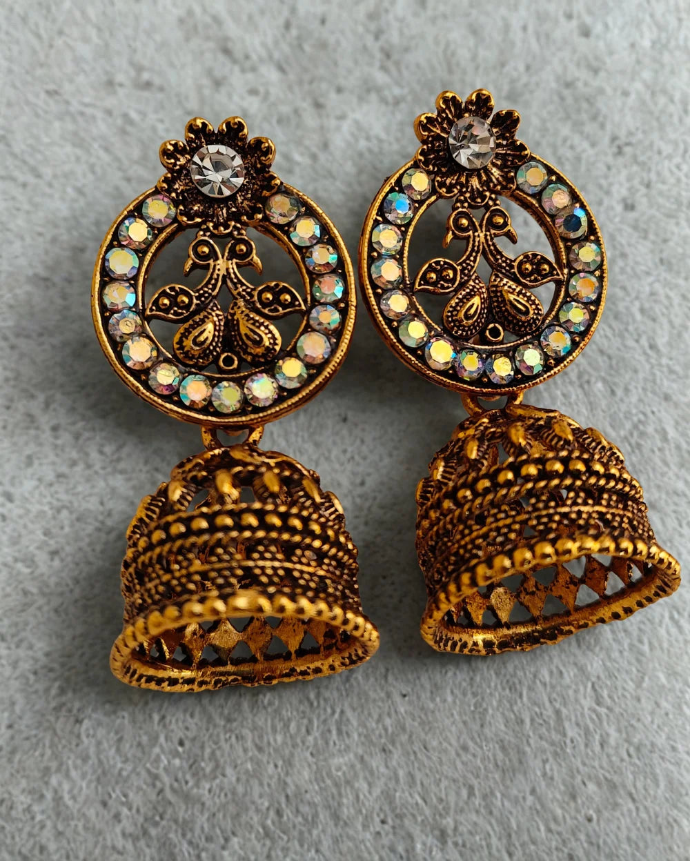 Royal Oxidised Gold toned Jhumka Earrings