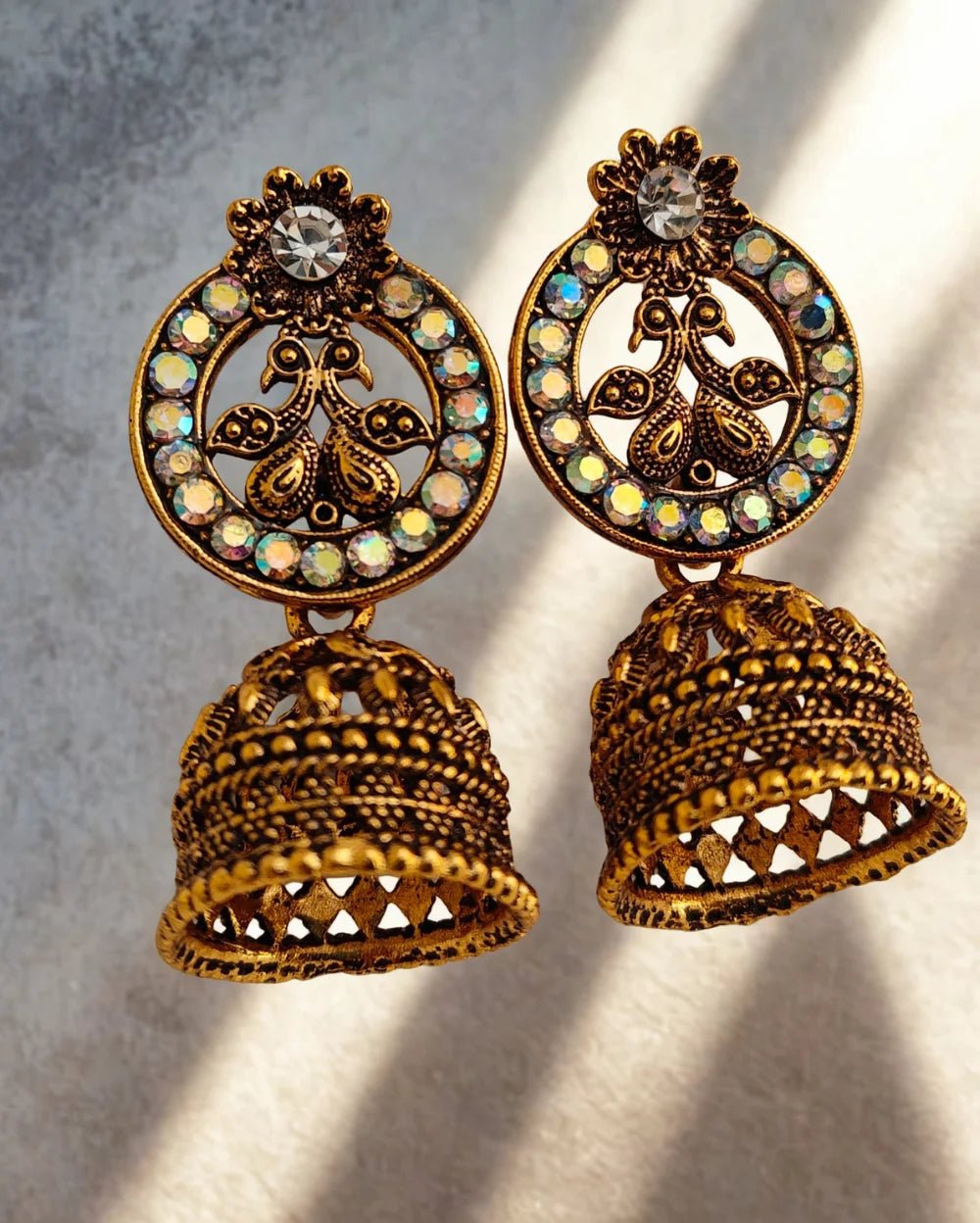 Royal Oxidised Gold toned Jhumka Earrings