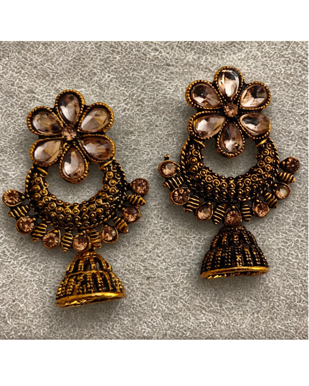 Timeless Gold Oxidised Indian jhumka earrings