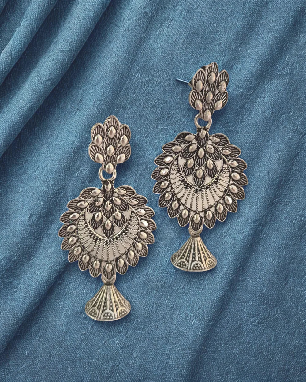 Ornate silver oxidised Earrings