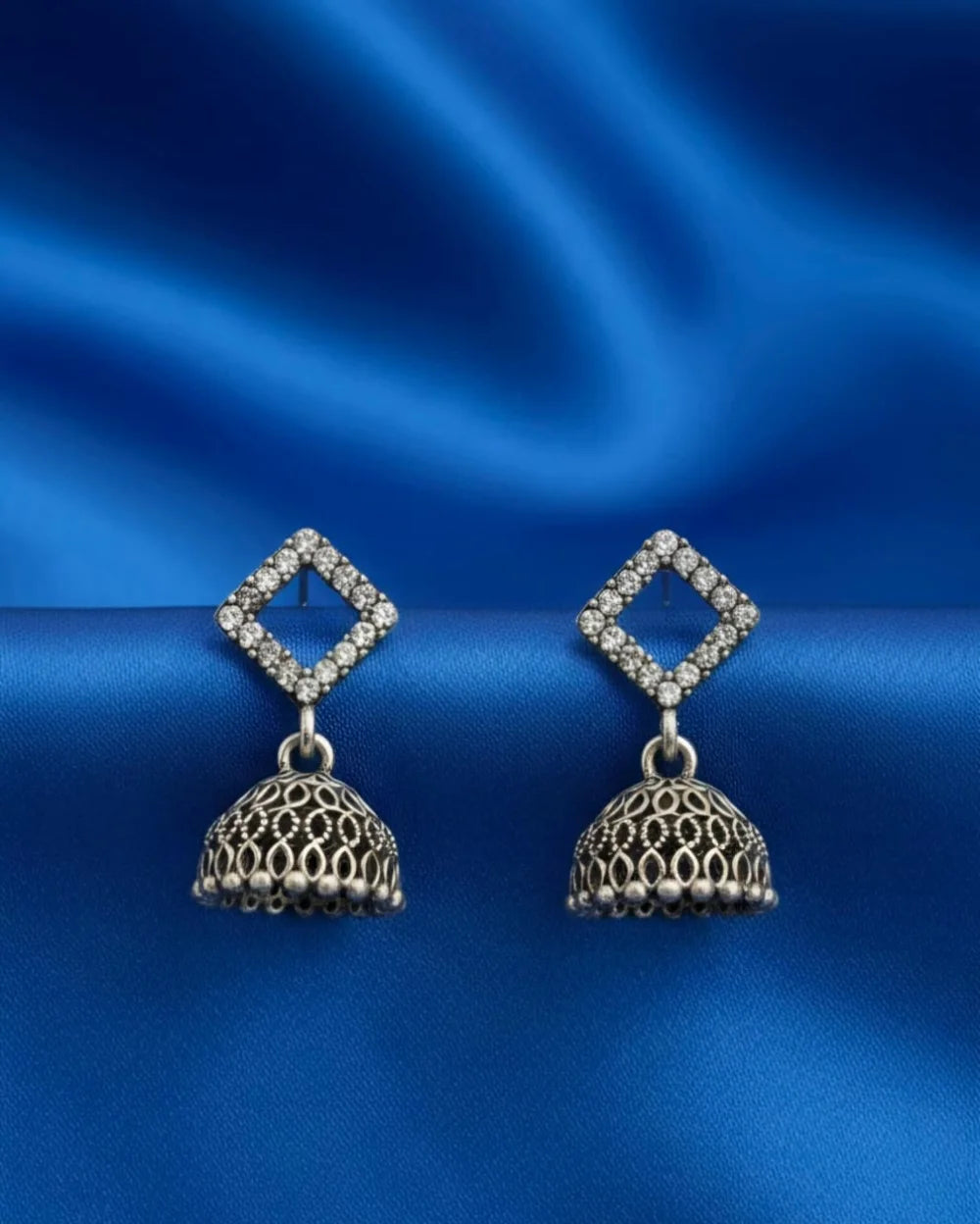 Ornate Indian Oxidised Jhumkas