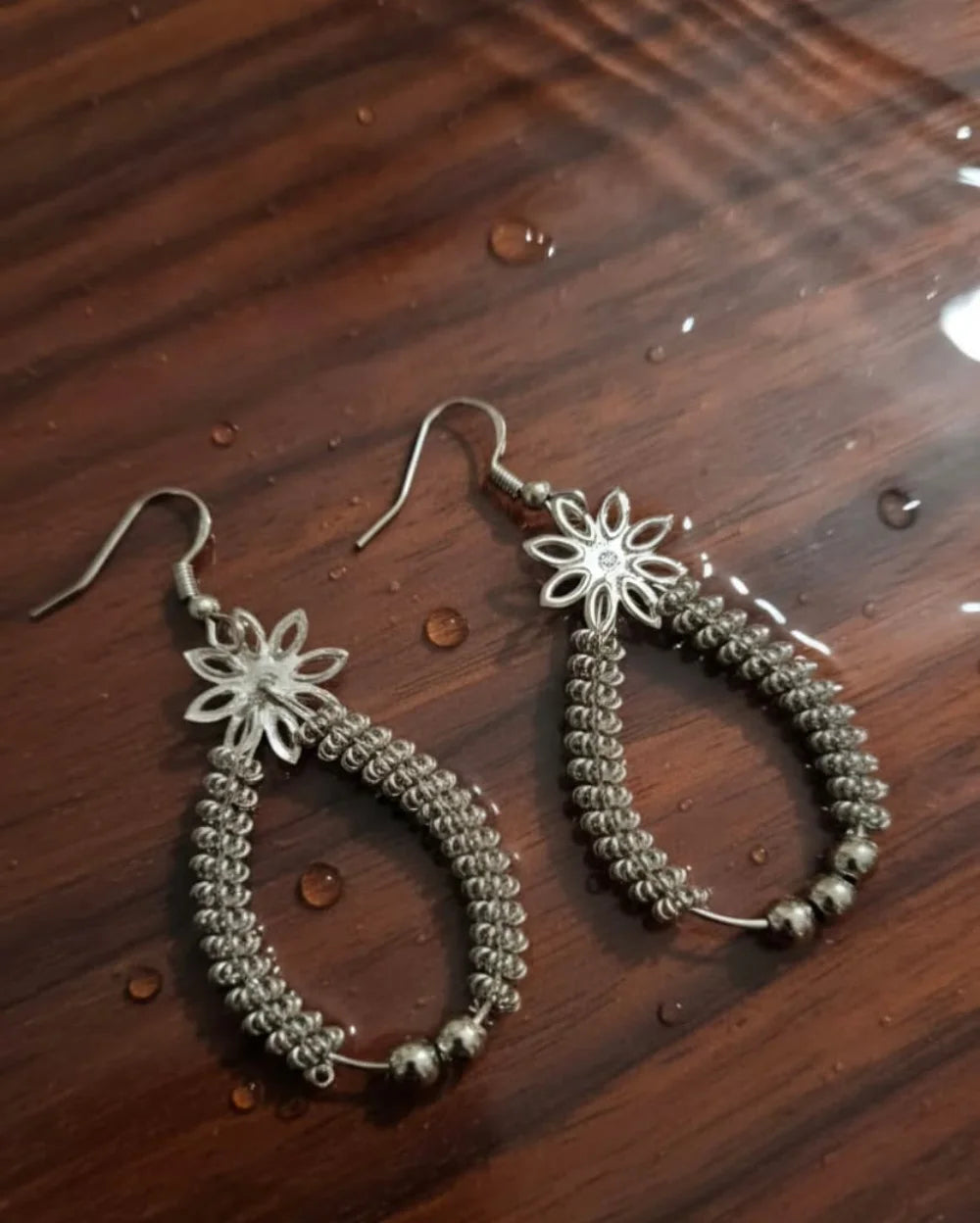 Timeless Silver Oxidised Indian Jhumkas