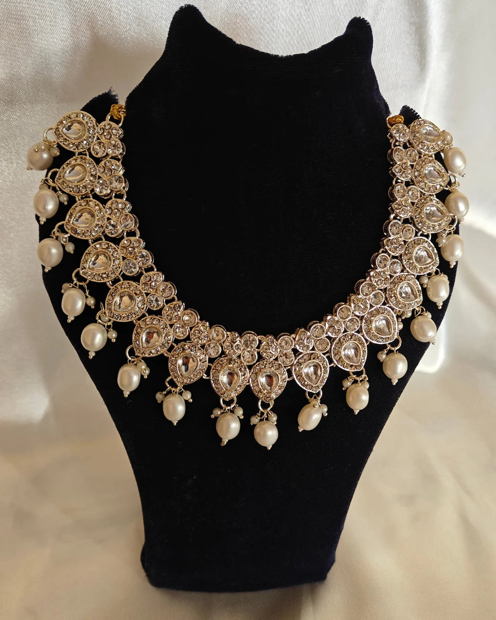 Bela Gold and silver toned Moti Necklace set