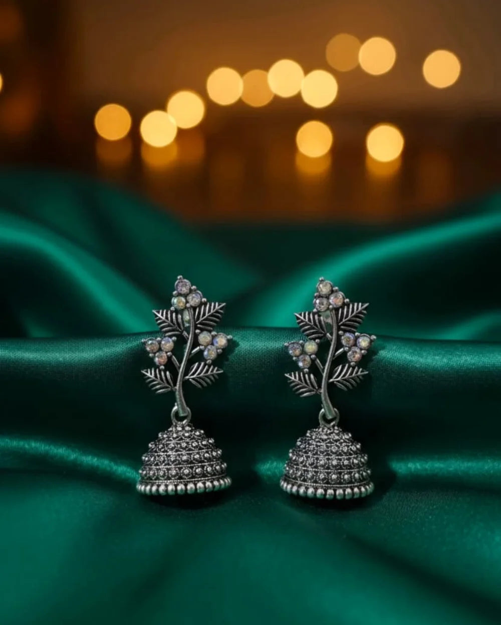 Royal Oxidised Silver toned Jhumkas