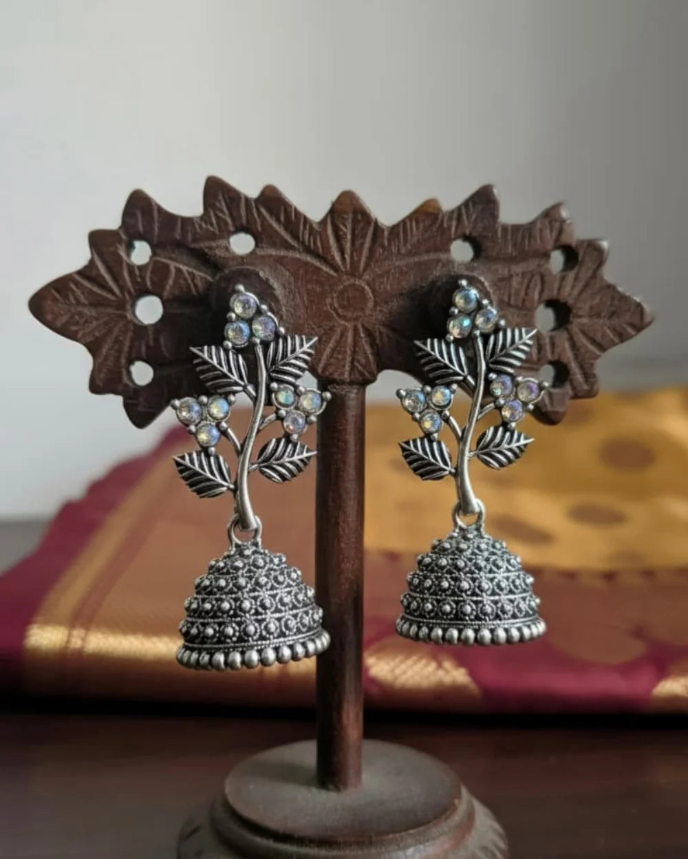 Royal Oxidised Silver toned Jhumkas