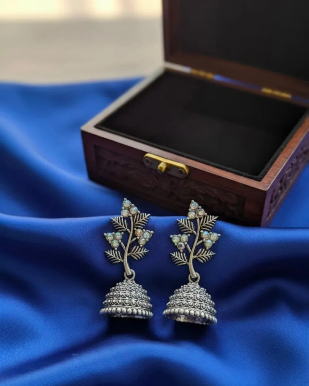 Royal Oxidised Silver toned Jhumkas
