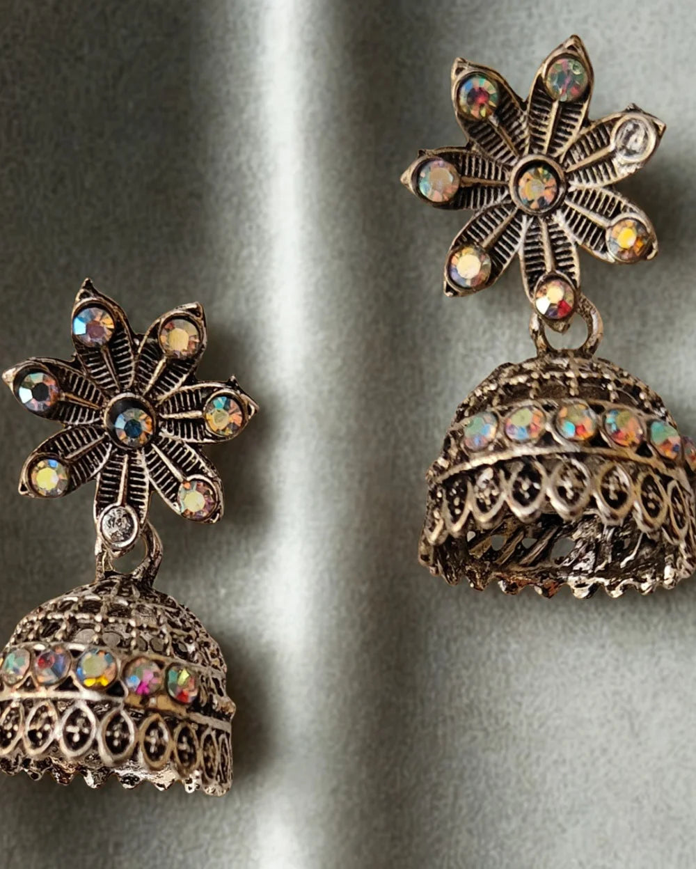 Oxidised Jhumka Earrings
