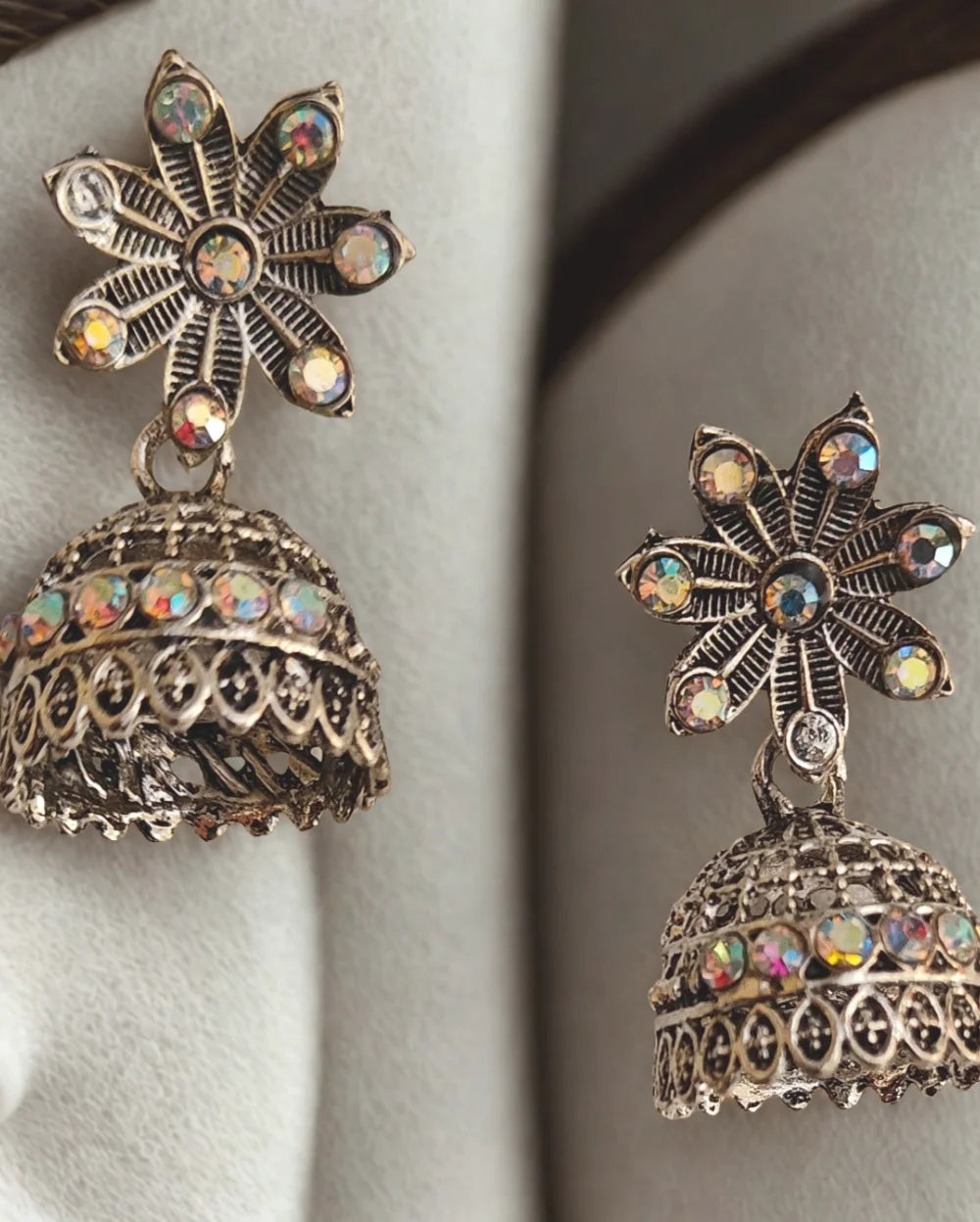 Oxidised Jhumka Earrings